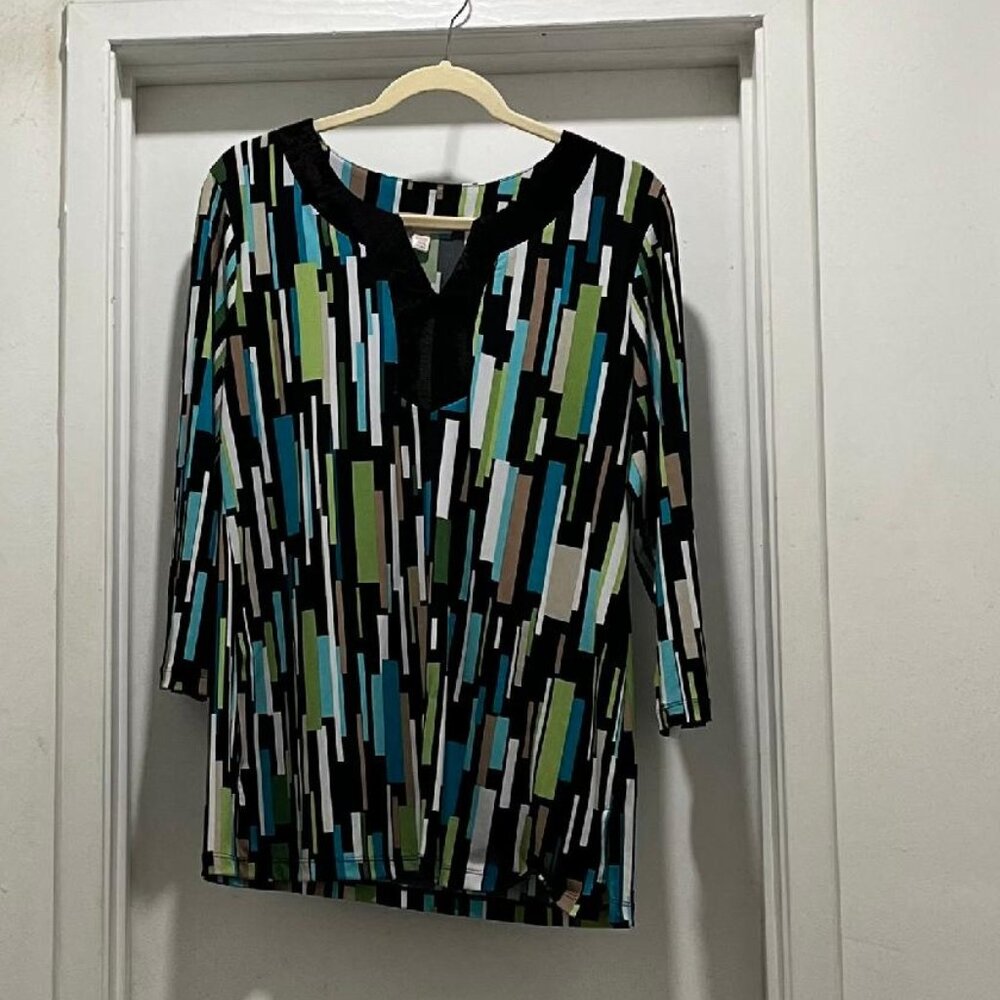 JM Collection Multi-Color Sequin Pullover Blouse, Sz. M